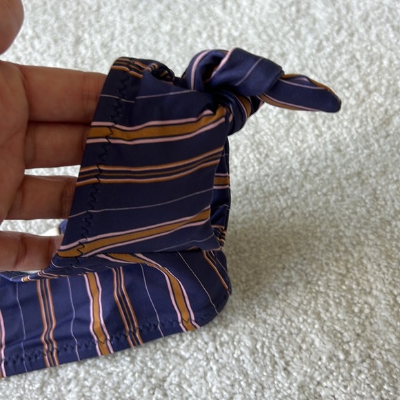 NWOT Eberjey Girls 2 piece Bikini Swimsuit - Navy w brown/pink stripes - size 4​ - Picture 4 of 7